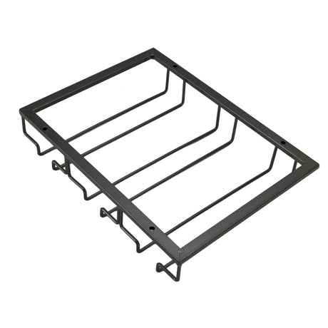 Black metal under cabinet wine glass rack