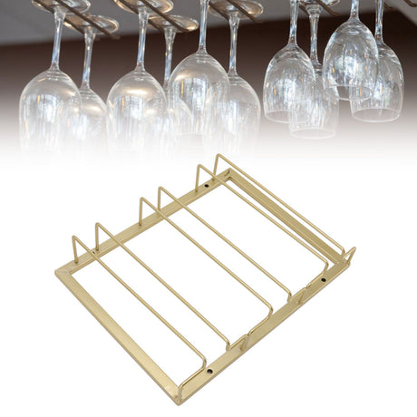 Gold metal under cabinet wine glass rack