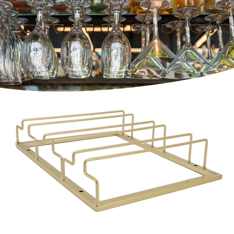 Gold metal under cabinet wine glass rack