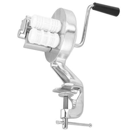 Close up of the stainless steel finish on the macaroni maker body