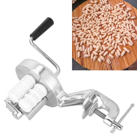 Height of the stainless steel macaroni maker shown against a scale