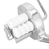 Manual macaroni maker with its crank handle shown separately