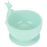 Silicone baby feeding bowl and spoon set with suction base in light green