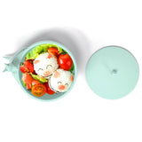 Silicone baby feeding bowl and spoon set with suction base in light green