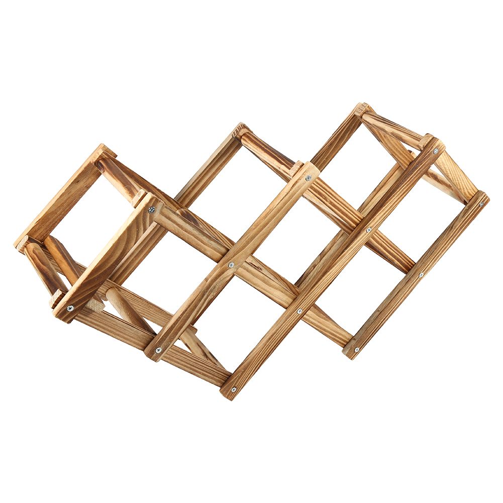Foldable timber wine rack 6 bottle