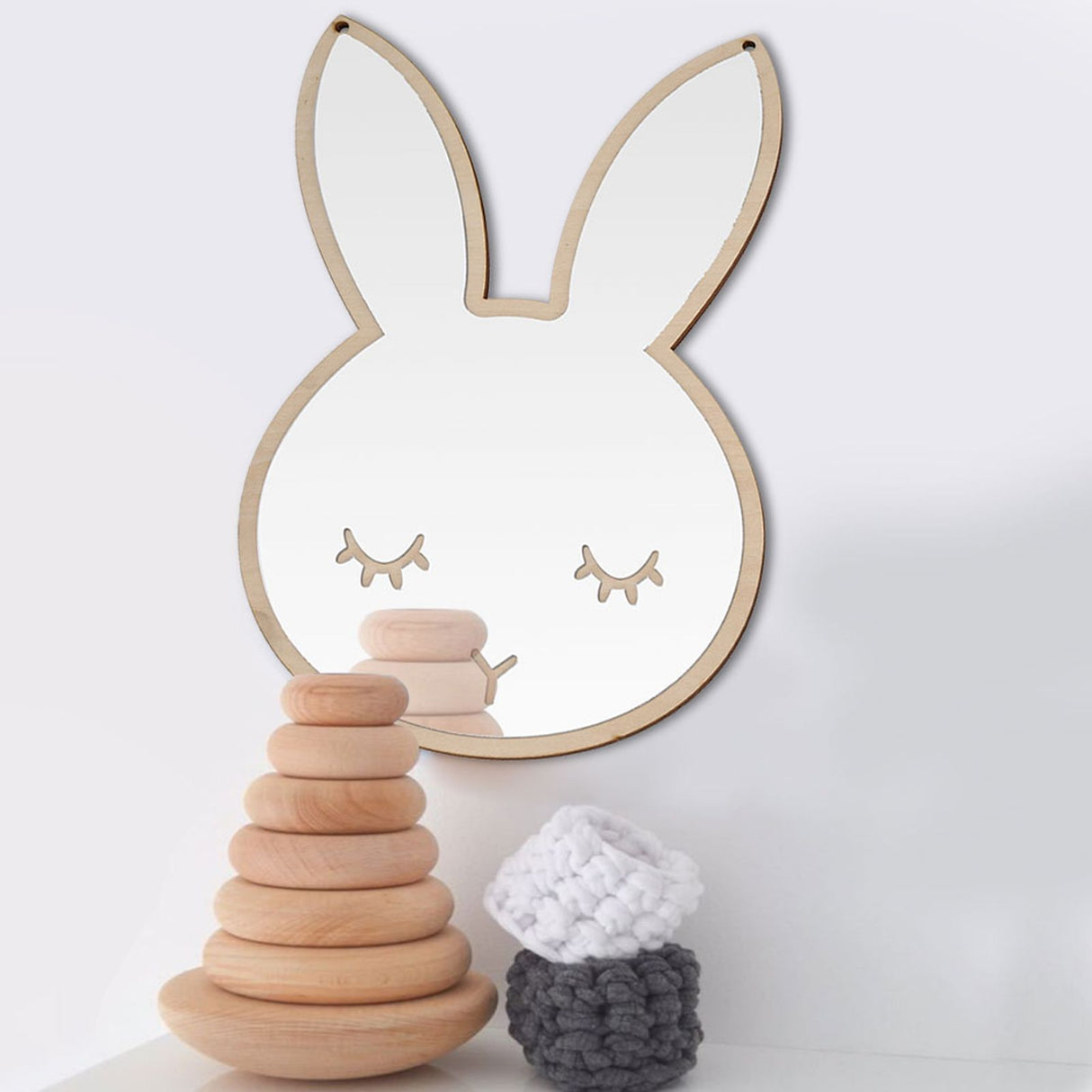 Rabbit shaped acrylic decorative wall mirror for kids