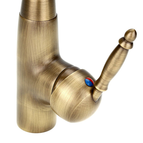 Yellow bronze mixer tap styled in a period bathroom setting