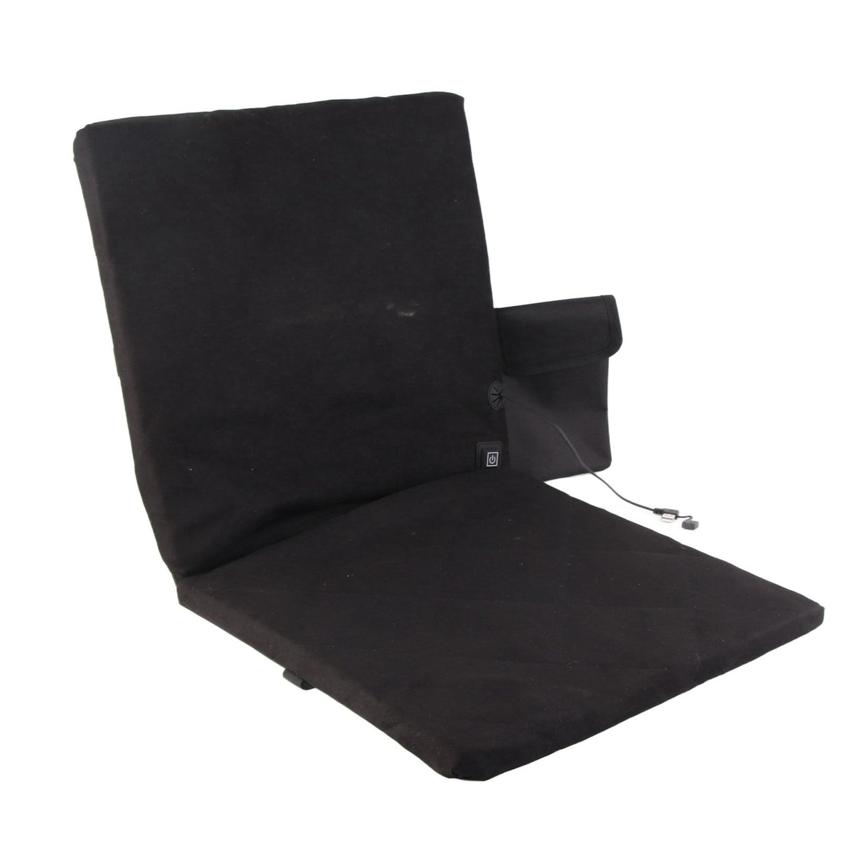 Edith Heated Seat Cushion, Foldable Stadium Pad with Backrest, 3 Heat Levels, Black