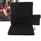 Edith Heated Seat Cushion, Foldable Stadium Pad with Backrest, 3 Heat Levels, Black