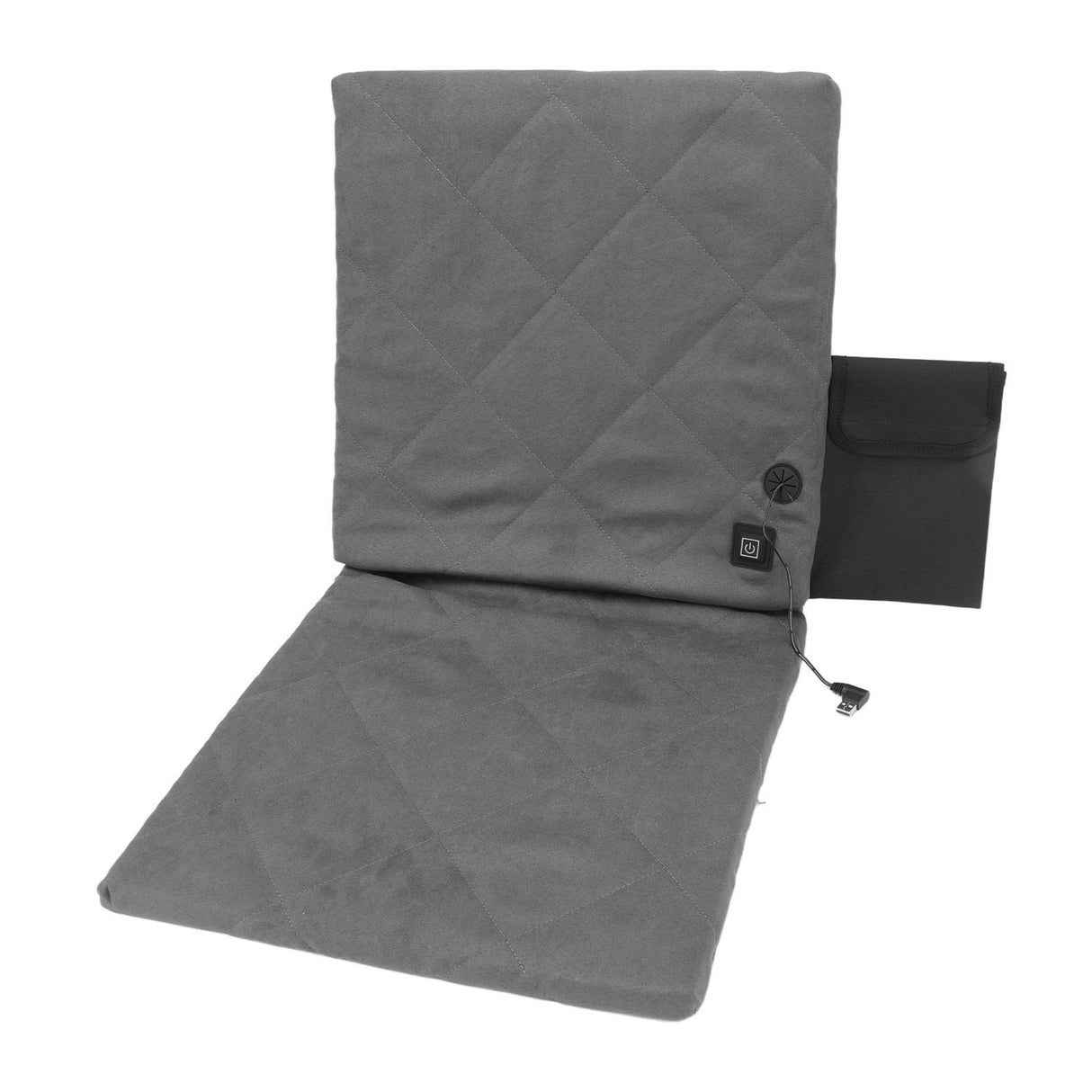 Edith Heated Seat Cushion, Foldable Stadium Pad with Backrest, 3 Heat Levels, Grey