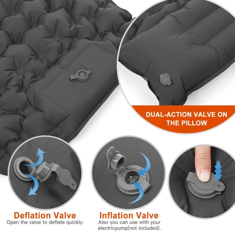 Bugaboo Sleeping Pad, Ultralight Inflatable with Built In Pump and Pillow, Black