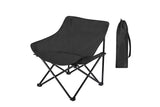 Black compact folding camp chair with double layer Oxford fabric and square base