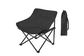 Black compact folding camp chair with double layer Oxford fabric and square base