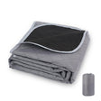 Windermere fleece picnic blanket in grey spread out on grass with a soft fleece top and water resistant polyester backing