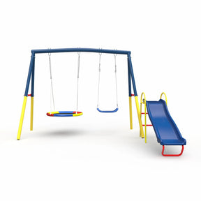 3 in 1 kids swing set with saucer swing belt swing and slide