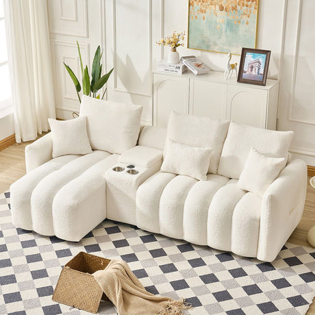 Blanes Black teddy fabric corner sofa in a modern living room