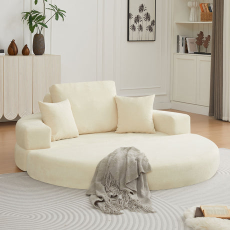 Tarragona Beige velvet sofa bed in a modern living room