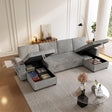 Sloane Corduroy U Shaped Sofa, Grey