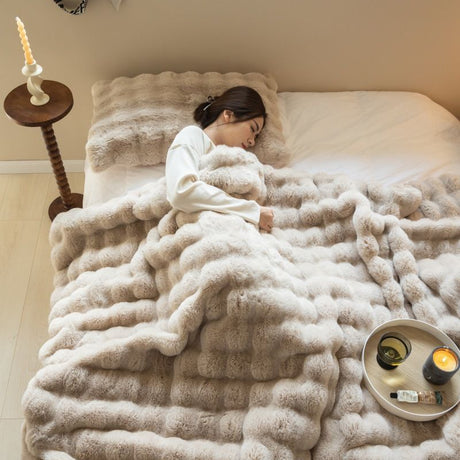 Plush velvet throw blanket pink 180x200cm