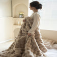 Plush velvet throw blanket camel 180x200cm