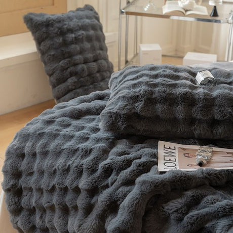 Plush velvet throw blanket camel 180x200cm