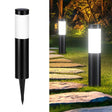 Black solar LED garden pathway post light with cool white glow