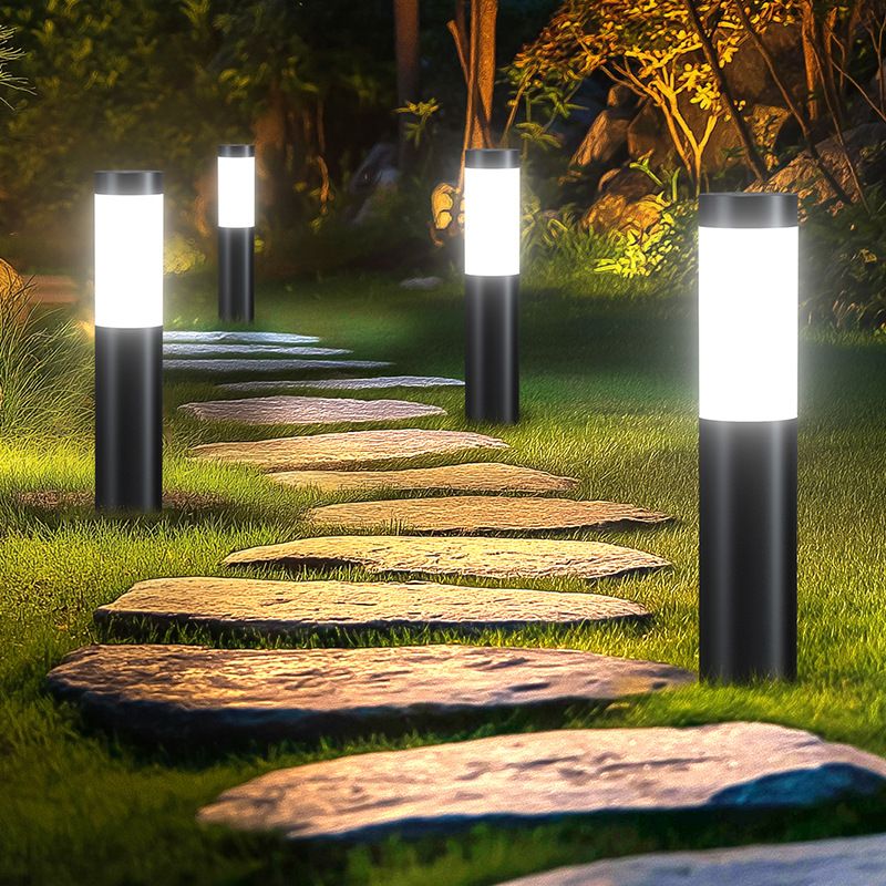 Black solar LED light for landscape
