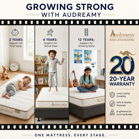 Kids natural latex pocket spring mattress, firm, 15cm king single