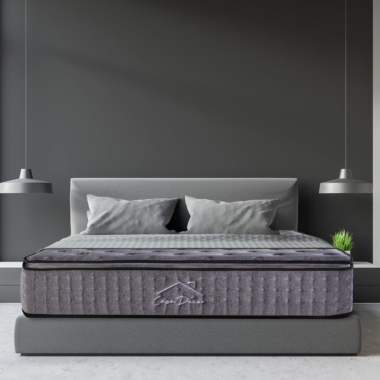 Medium firm bamboo charcoal pillow top pocket spring mattress, 32cm king single