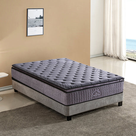 Medium firm bamboo charcoal pillow top pocket spring mattress, 32cm king single
