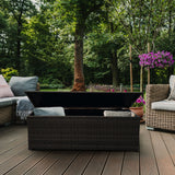Arcadia Outdoor Rattan Storage Box — Steel Frame, UV-Resistant Wicker, Black — Allure Home Collections