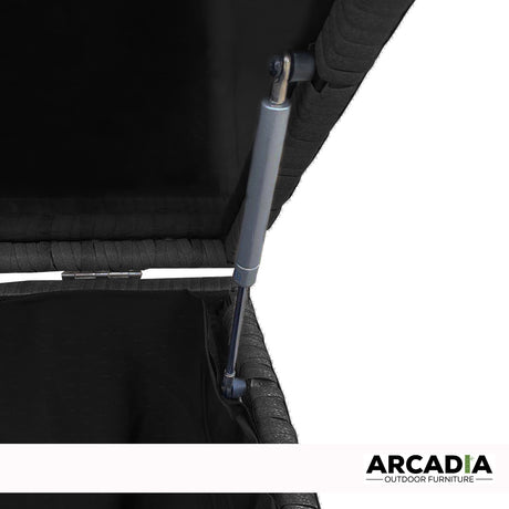 Arcadia Outdoor Rattan Storage Box — Steel Frame, UV-Resistant Wicker, Black — Allure Home Collections