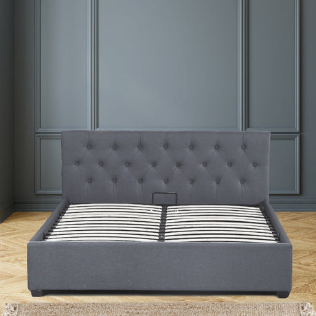 Milano Capri Luxury Gas Lift Bed Frame - Queen - Grey