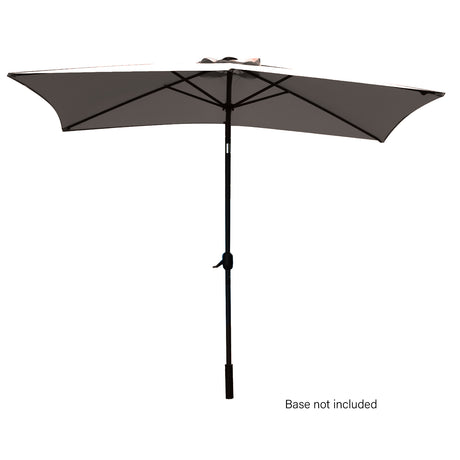 Charcoal 3 m outdoor umbrella with dark grey steel pole open in a garden