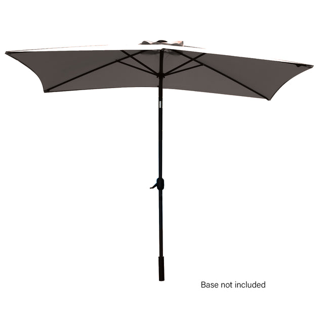 Charcoal 3 m outdoor umbrella with dark grey steel pole open in a garden