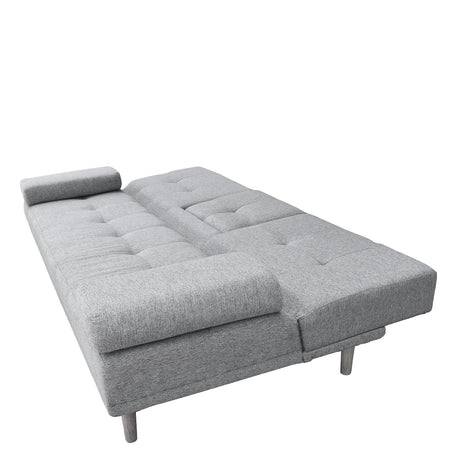 Casa Decor Mendoza 2-in-1 Sofa Bed Couch — Grey, Pull-Down Cup Holder, 3 Seats — Allure Home Collections