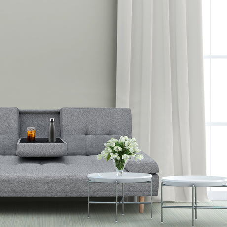 Casa Decor Mendoza 2-in-1 Sofa Bed Couch — Grey, Pull-Down Cup Holder, 3 Seats — Allure Home Collections
