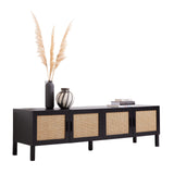 Port Arthur black rattan entertainment unit side profile