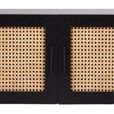 Port Arthur black rattan entertainment unit with rear cable management