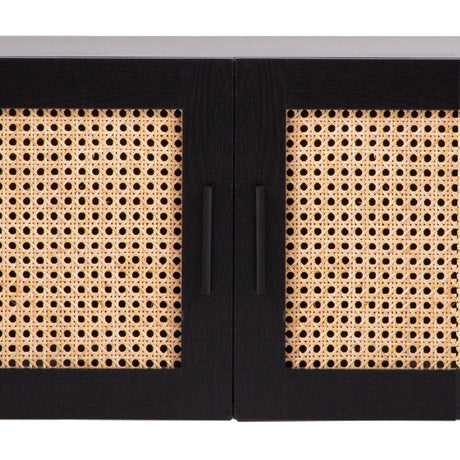 Port Arthur black rattan entertainment unit with rear cable management