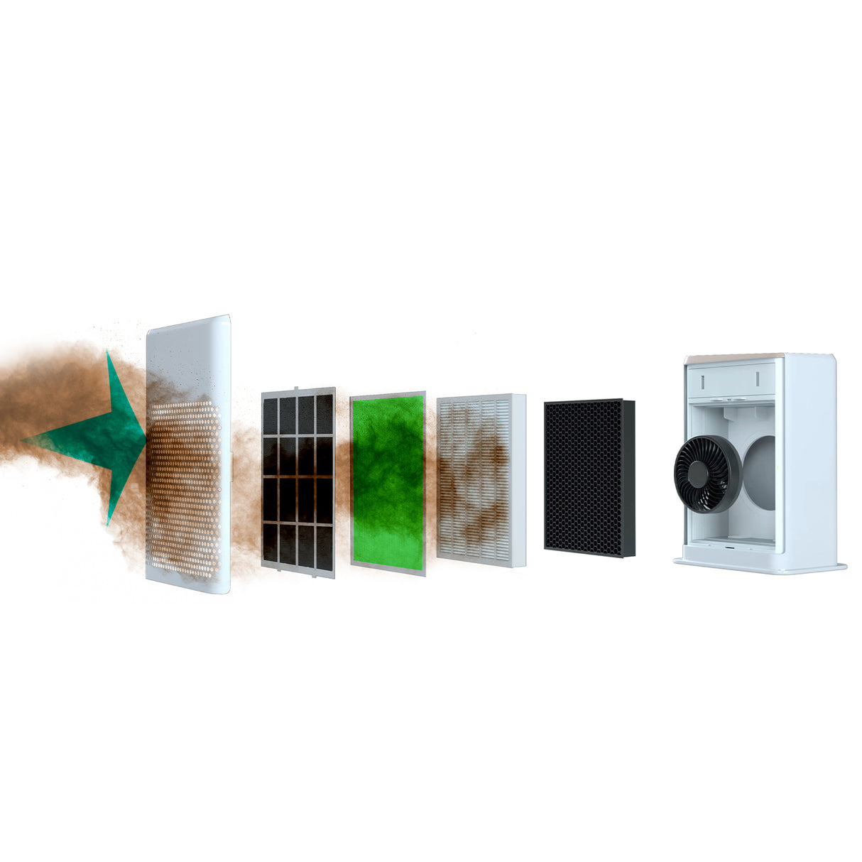 Air purifier placed in an open plan living room