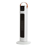 White oscillating ceramic tower heater with touch screen display