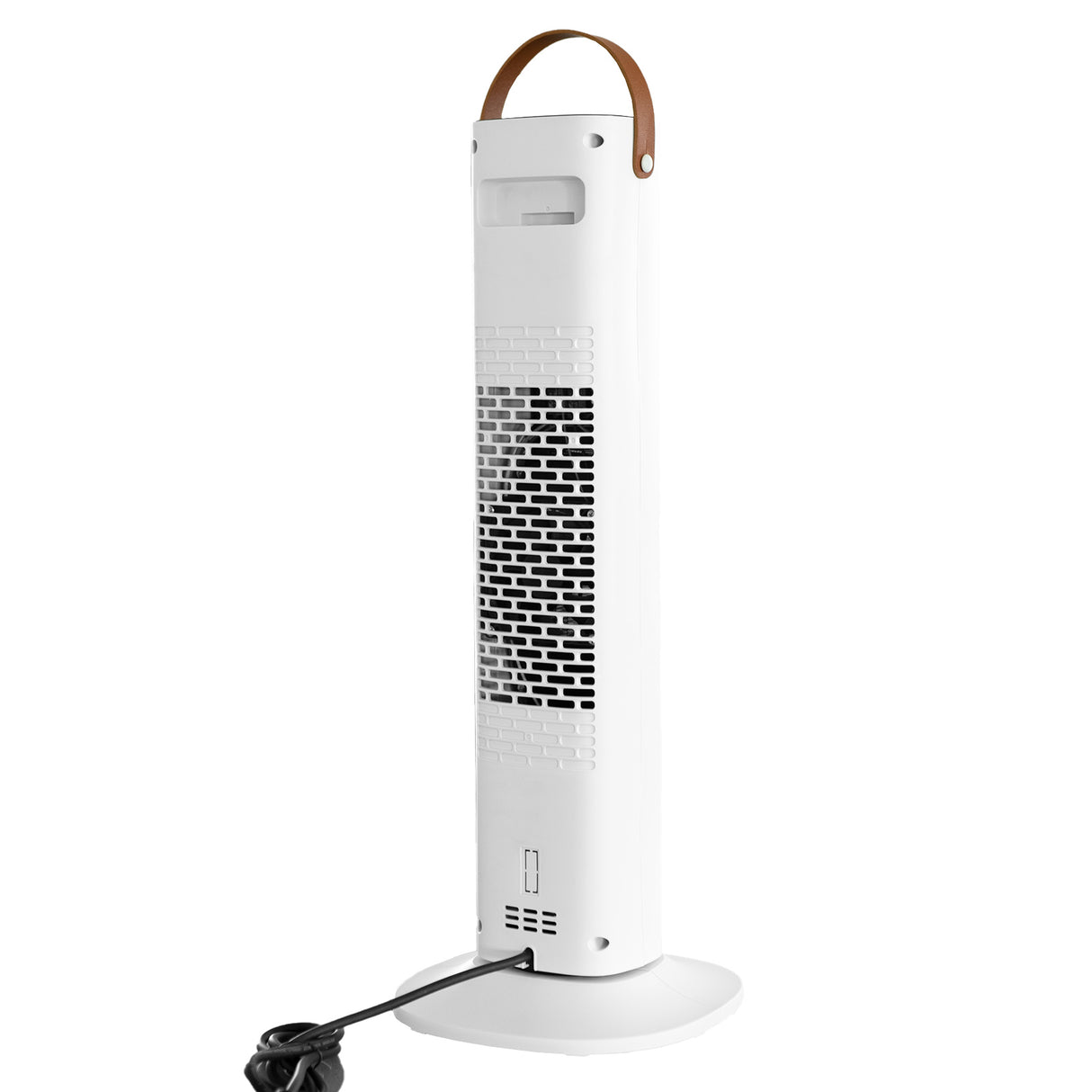 Built in carry handle on lightweight white ceramic tower heater