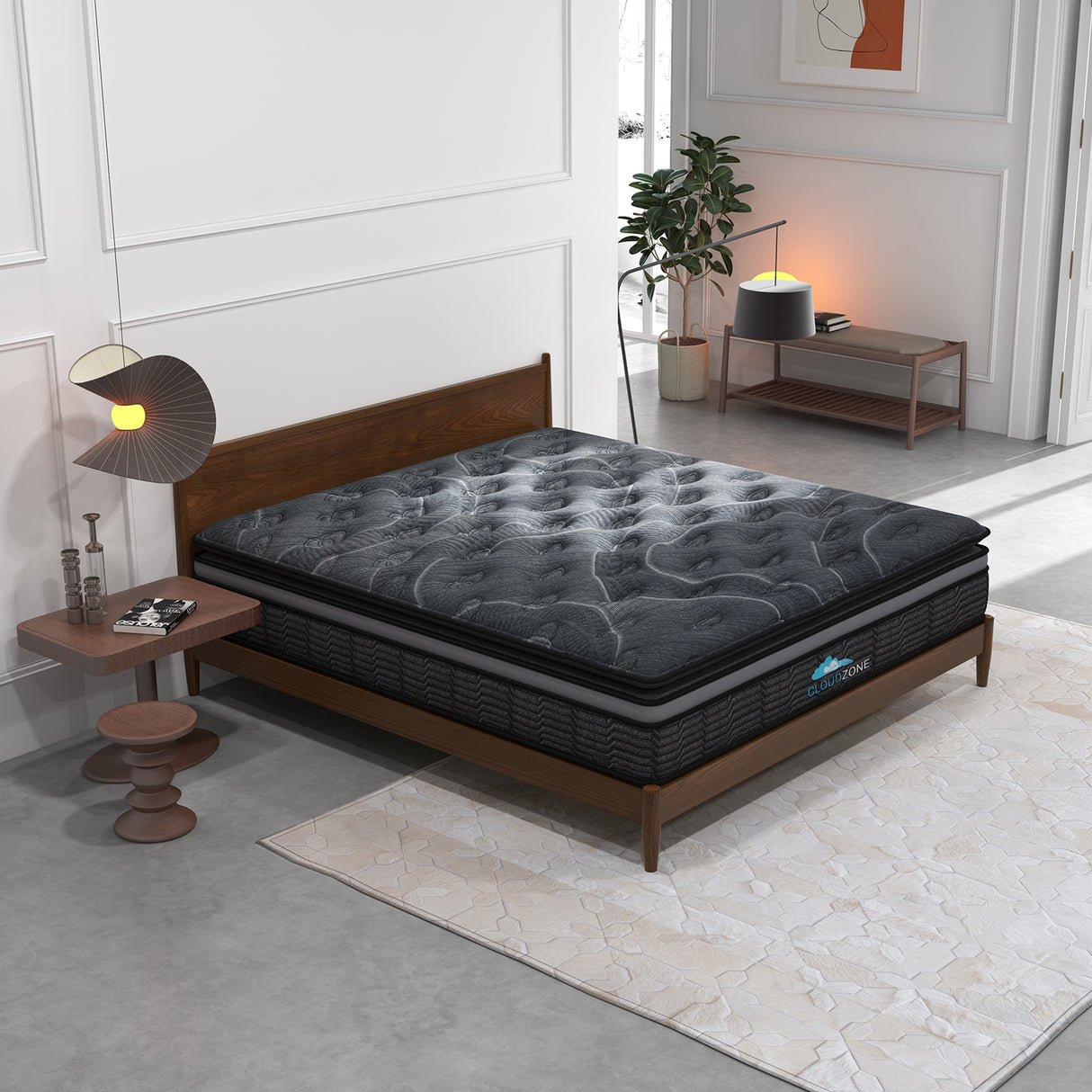 Medium firm double layer Euro top pocket spring mattress, 34cm single
