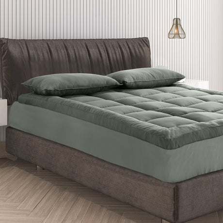 Royal Comfort 800GSM Charcoal Bamboo Blend Mattress Topper — Single, 45cm Skirt — Allure Home Collections