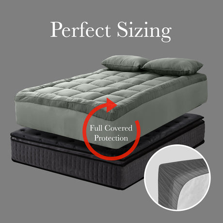 Royal Comfort 800GSM Charcoal Bamboo Blend Mattress Topper — Single, 45cm Skirt — Allure Home Collections