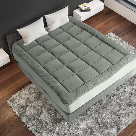 Royal Comfort 800GSM Charcoal Bamboo Blend Mattress Topper — Single, 45cm Skirt — Allure Home Collections