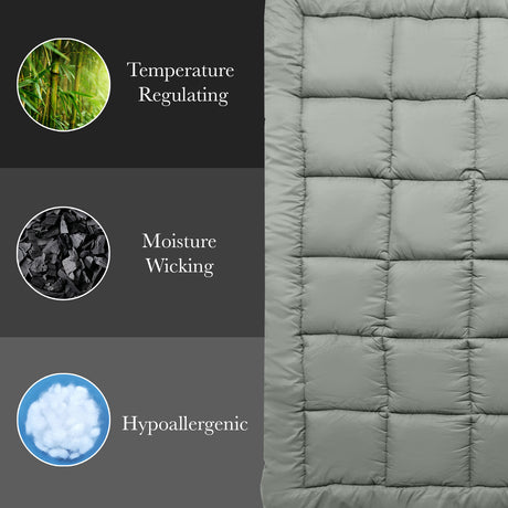 Royal Comfort 800GSM Charcoal Bamboo Blend Mattress Topper — Single, 45cm Skirt — Allure Home Collections