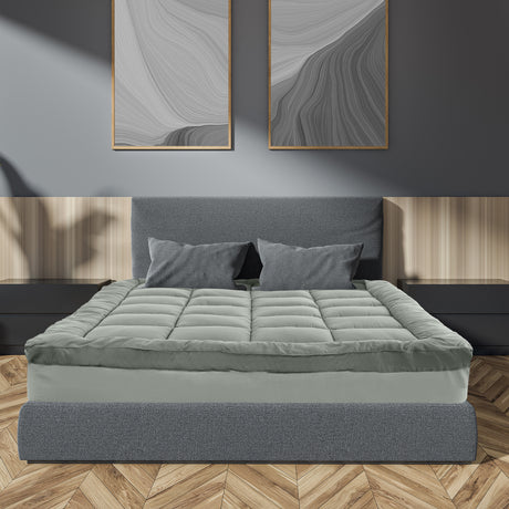 Royal Comfort 800GSM Charcoal Bamboo Blend Mattress Topper — Single, 45cm Skirt — Allure Home Collections