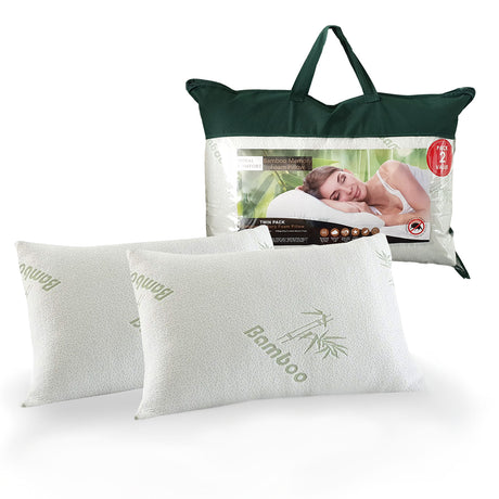 Royal Comfort Luxury Bamboo Memory Foam Pillow Twin Pack — Hypoallergenic — Allure Home Collections